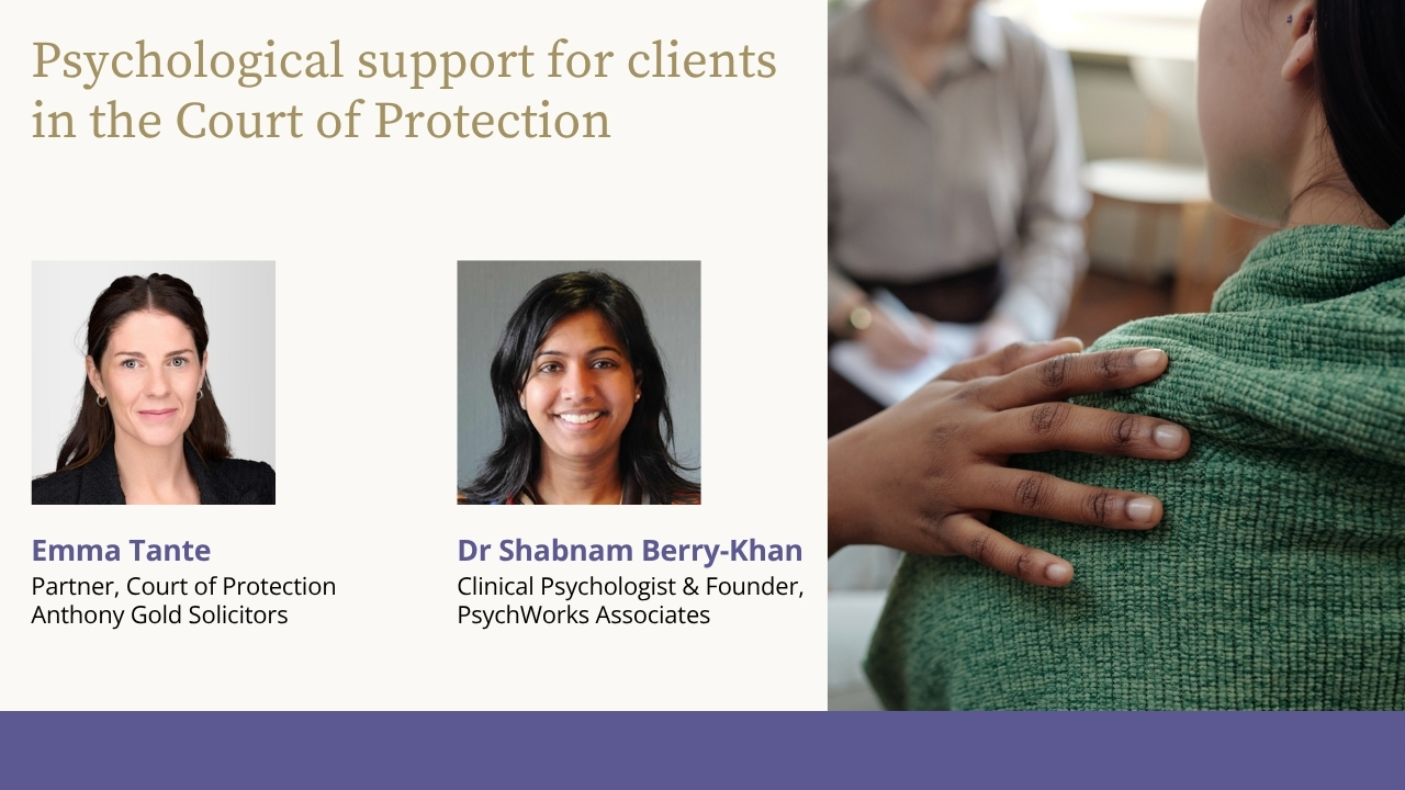 Psychological support for clients in the Court of Protection (1)
